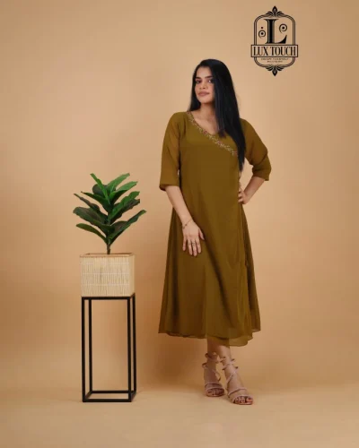 SEMI HANDWORK KURTI -OVERLAP TYPE